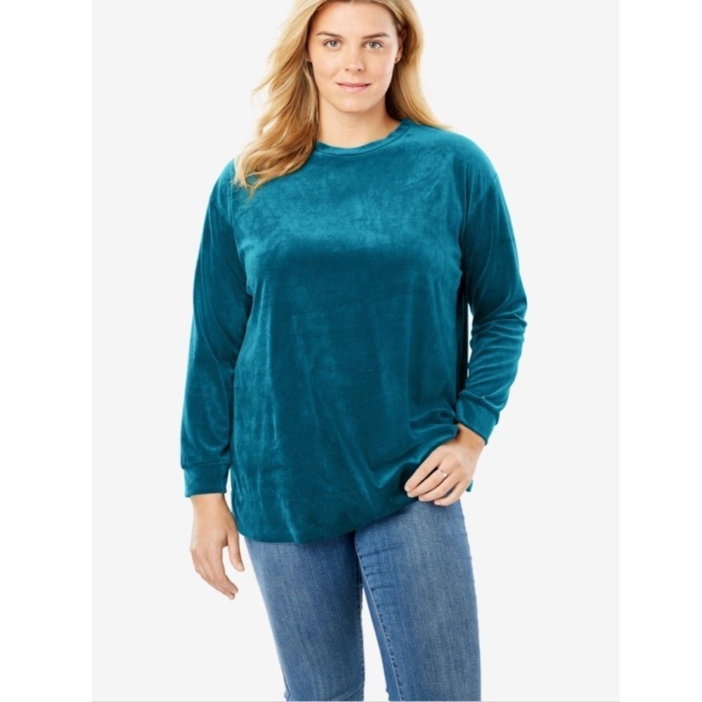 Teal Velour Tunic Sz 18/20 - Picture 3 of 8